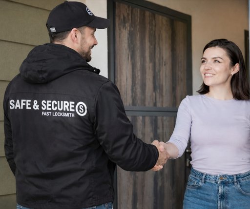 Safe and Secure Locksmith Vancouver technician handing keys to a happy customer