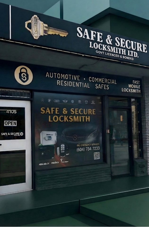 Safe & Secure Locksmith storefront at 4105 Macdonald Street, Vancouver
